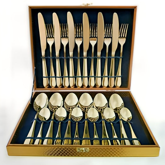 24 Piece Cutlery Set-Gold