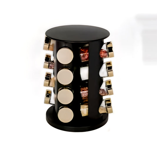 Spice Carousel Rotating Black & Gold - 16 Jar