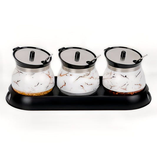 Condiment Spice Jars - Set of 3 - White