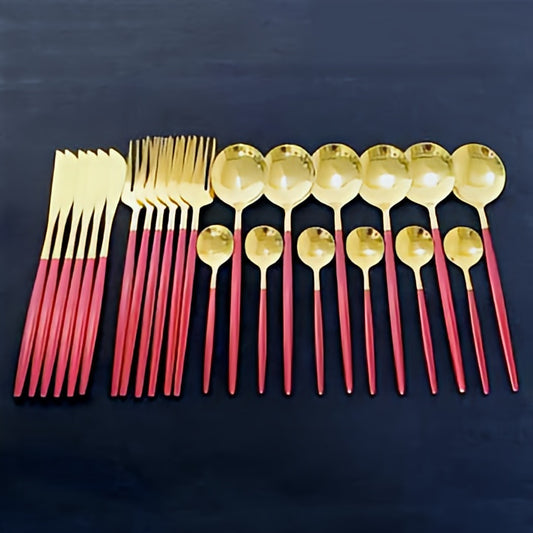 24 Gold Plating Cutlery Set - Grey