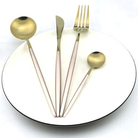 Gold Plating Cutlery Set - 4 Piece Set - Pink