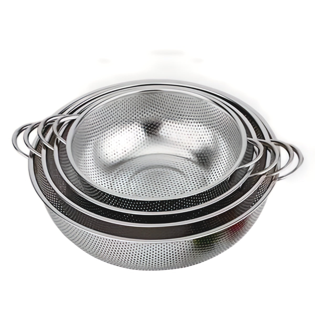 Stainless steel mesh strainer colander 4 set-silver