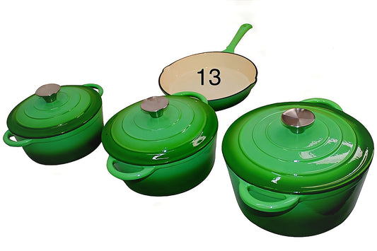 Cast Iron Pot Set 7pcs - Green