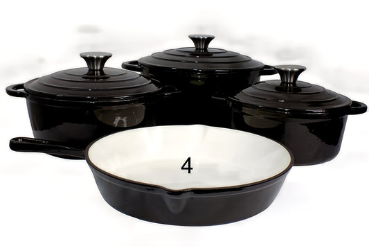 Cast Iron Pot Set 7pcs - Black